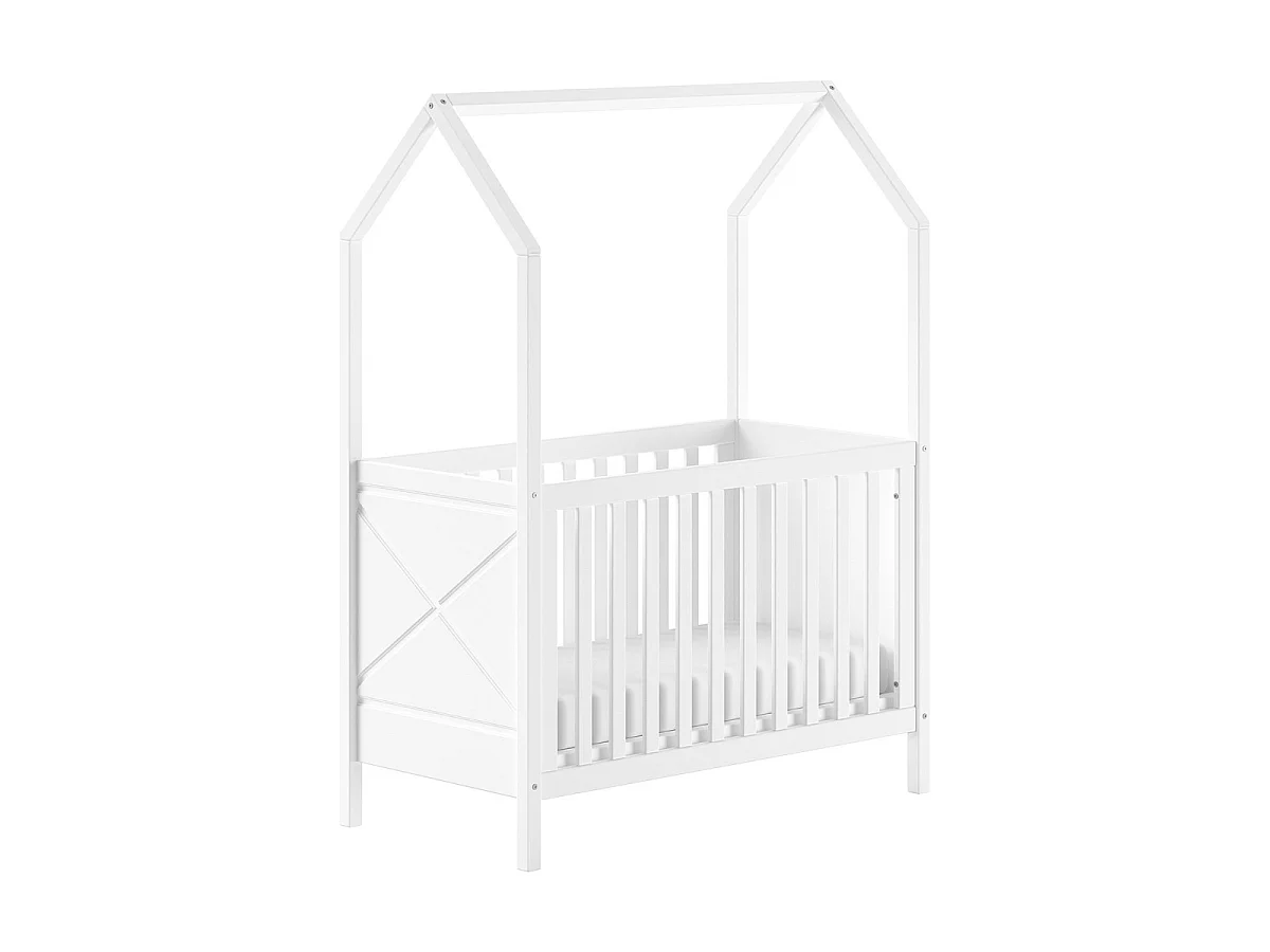 Lit Bébé Maisonnette "Scott" 60x120cm Blanc
