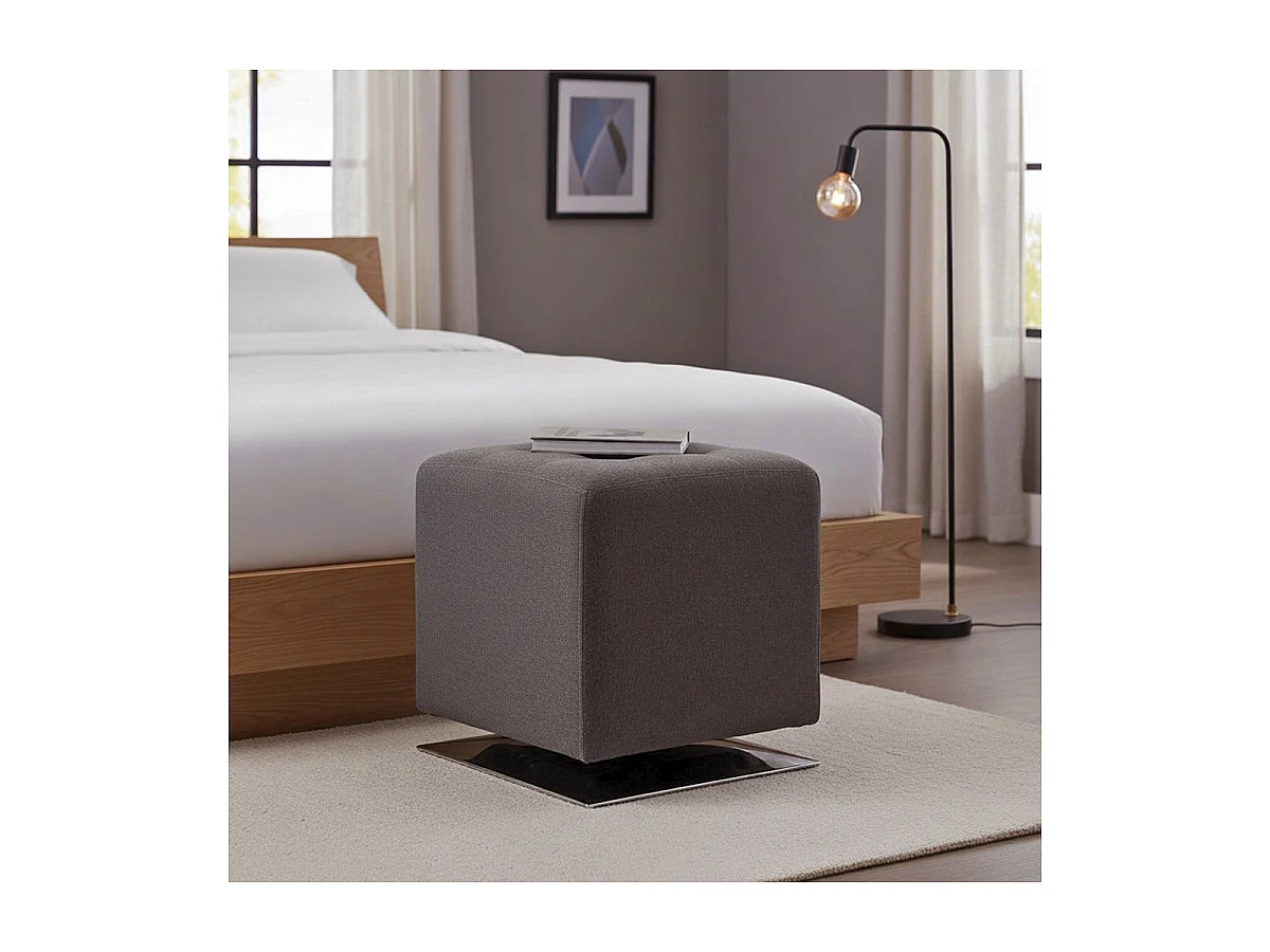 Pouf Capitonné Carré "Beto" 43cm Anthracite