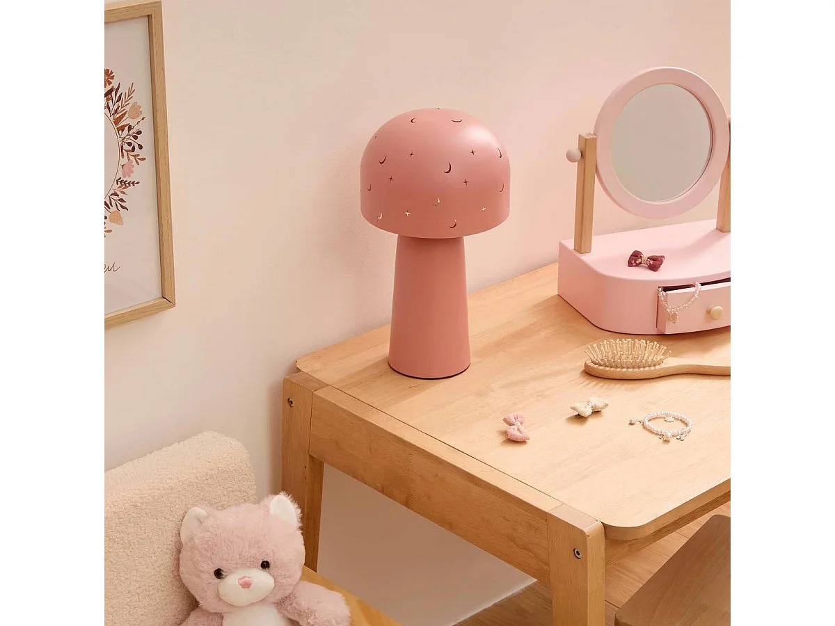 Lampe à Poser Enfant Champignon "Starry" 27cm Rose