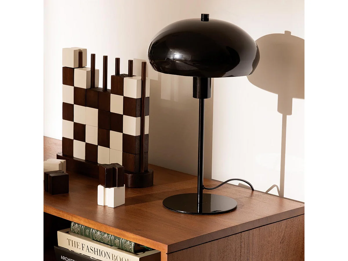 Lampe à Poser Champignon "Savio" 38cm Noir