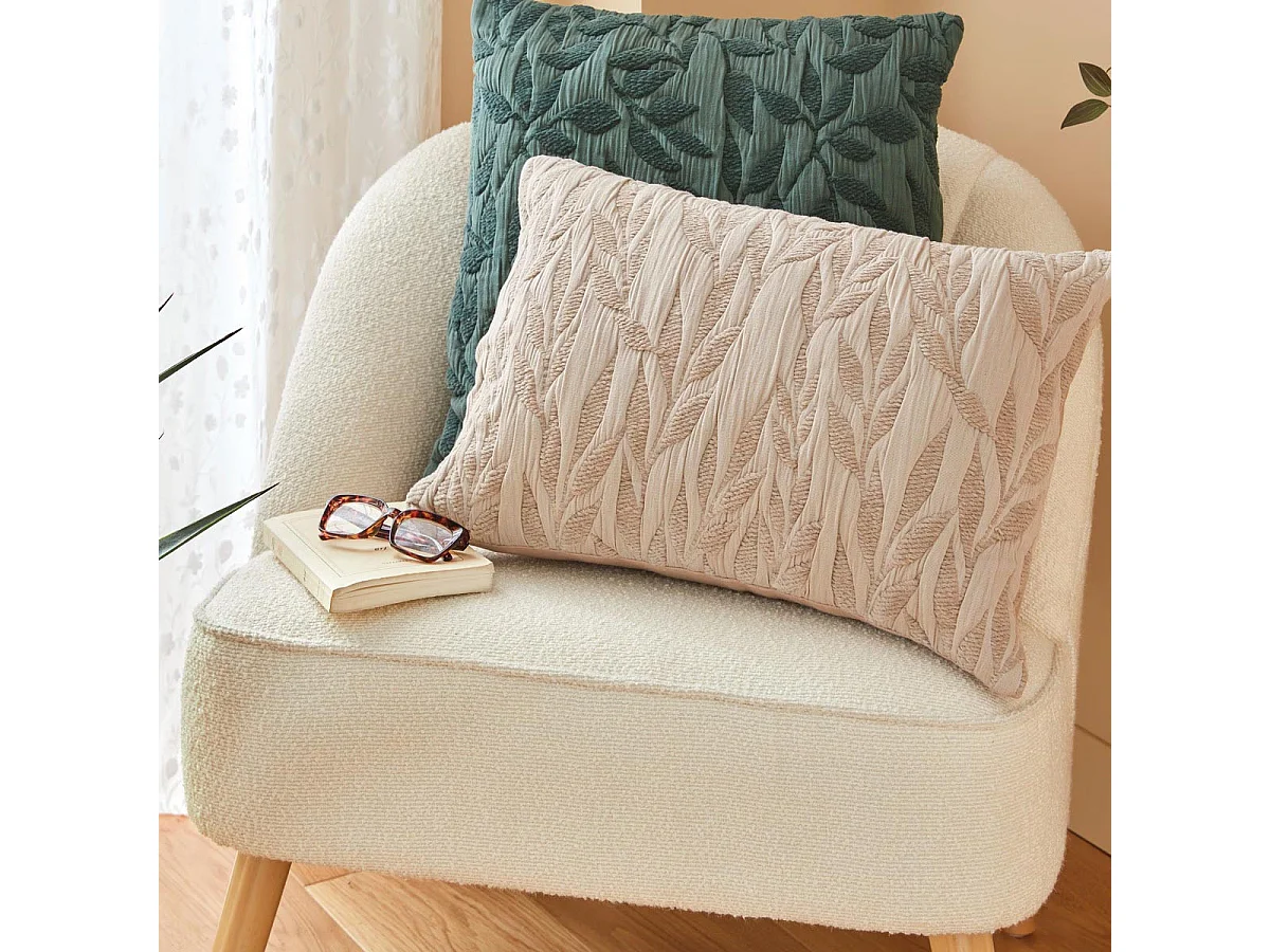 Coussin Déco Jacquard "Lethon" 38x58cm Beige Lin