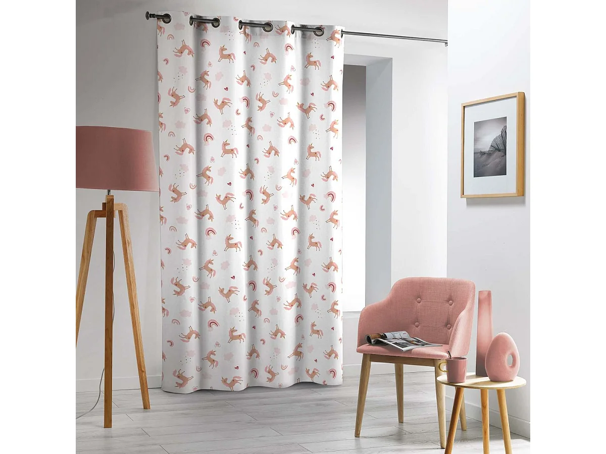 Rideau Enfant à Œillets "Silana" 140x240cm Rose
