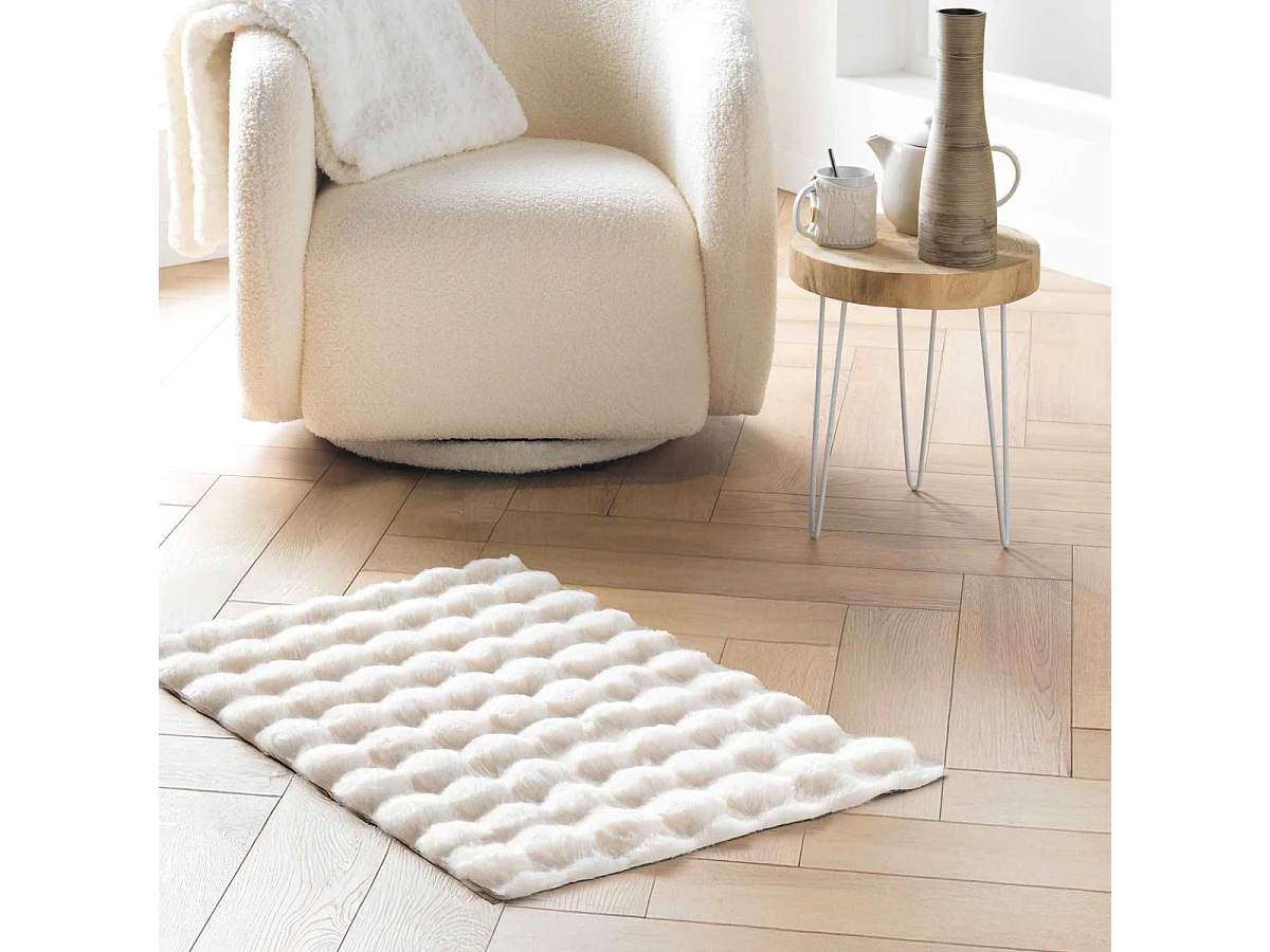 Tapis Imitation Fourrure "Mounty" 60x90cm Naturel
