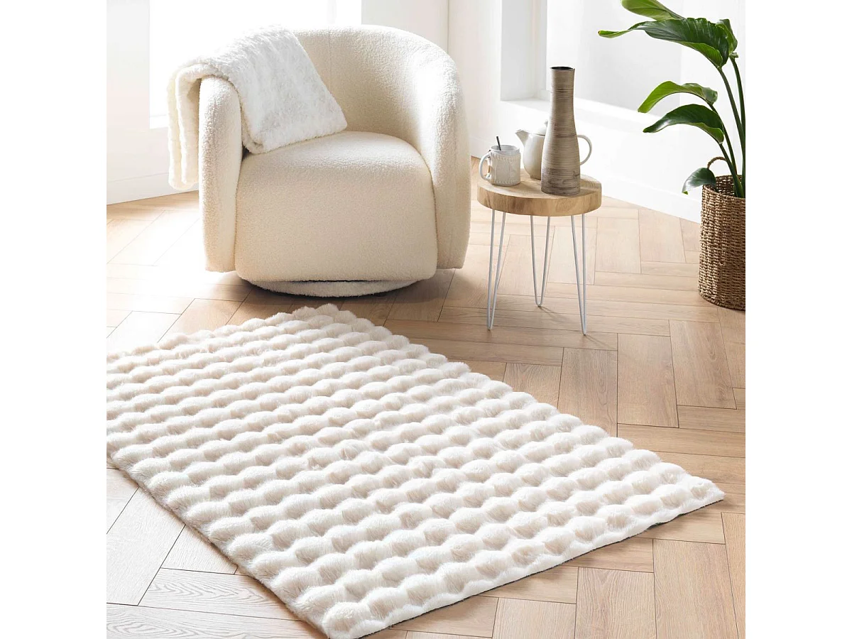 Tapis Imitation Fourrure "Mounty" 120x170cm Naturel