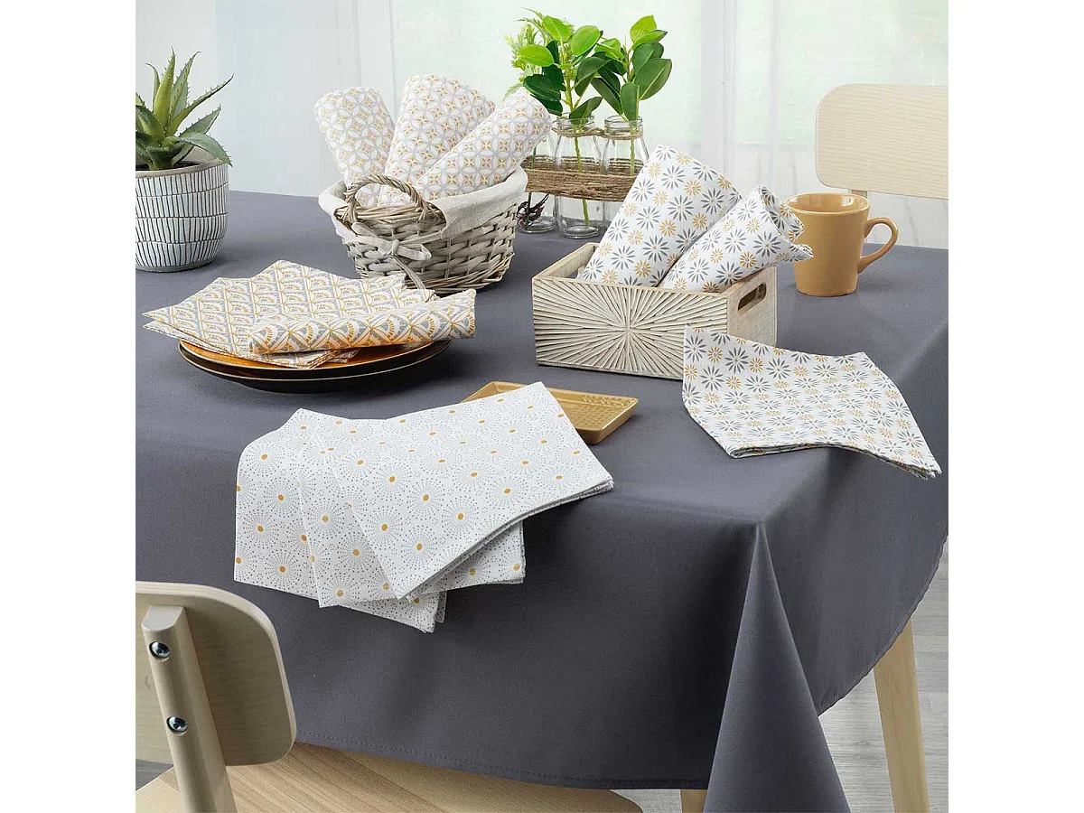 Lot de 3 Serviettes de Table "Azelia" 40x40cm Gris