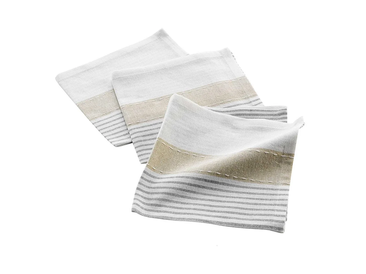 Lot de 3 Serviettes de Table "Iliade" 40x40cm Gris