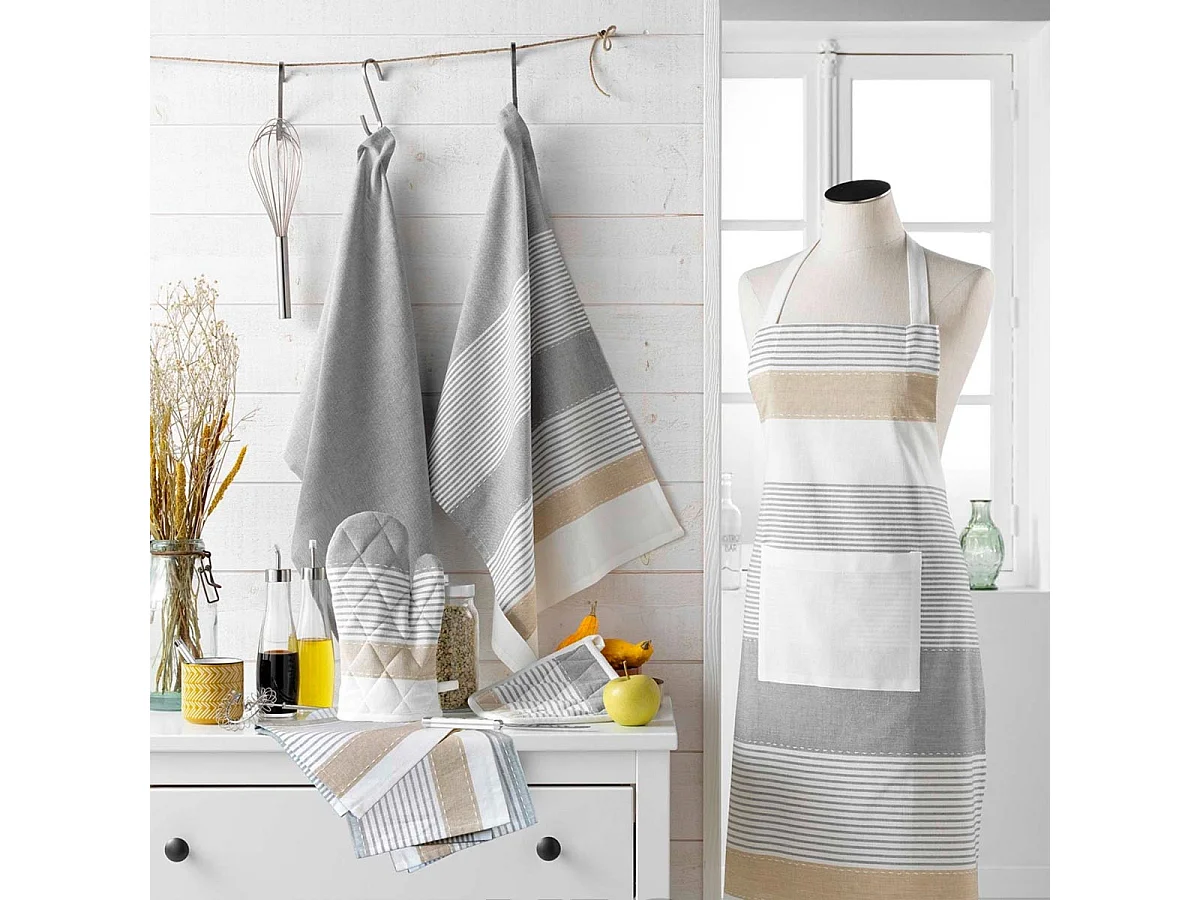 Lot de 3 Serviettes de Table "Iliade" 40x40cm Gris