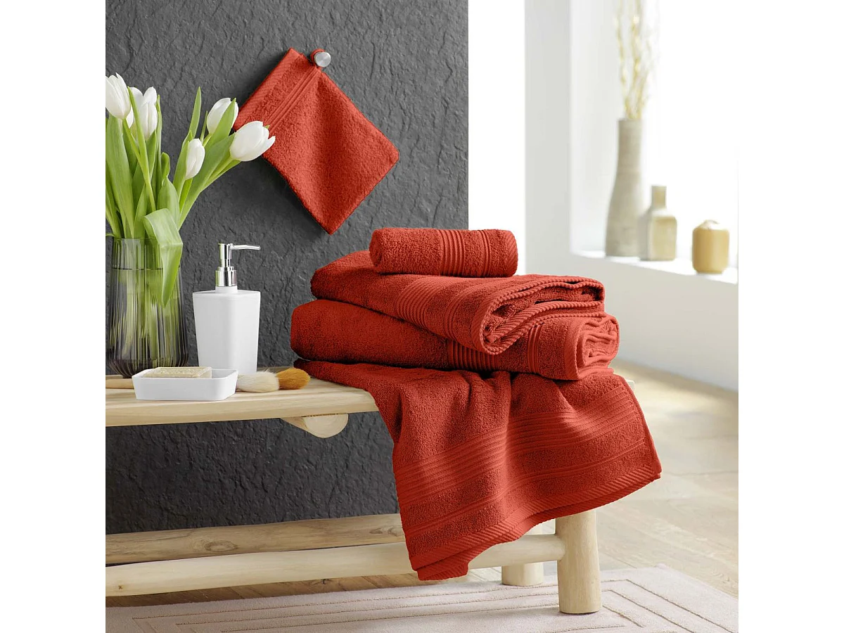 Drap de Bain "Tendresse" 90x150cm Rouge