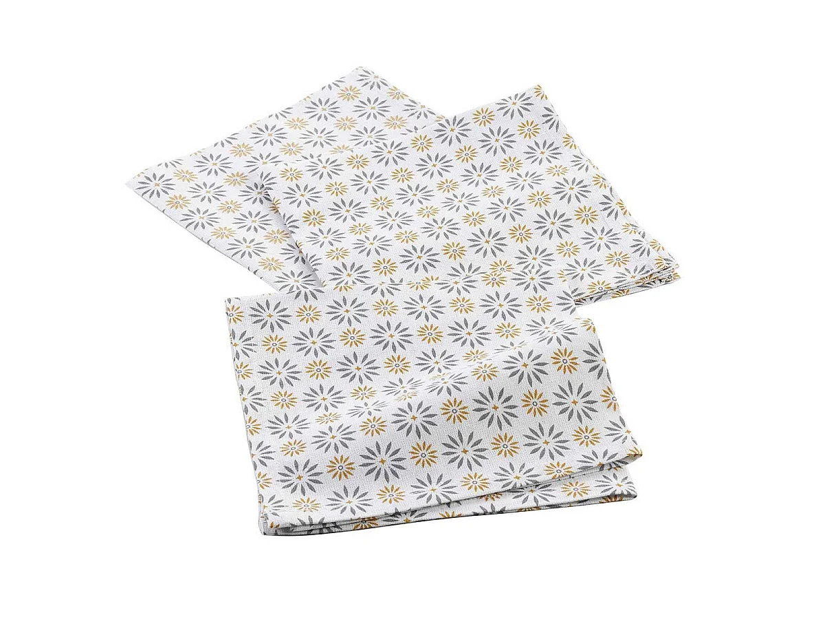 Lot de 3 Serviettes de Table "Floreor" 40x40cm Gris
