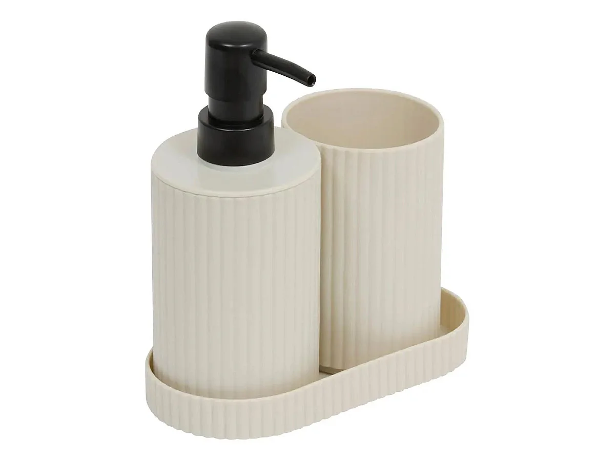 Lot de 3 Accessoires de Salle de Bain "Mily" 17cm Beige