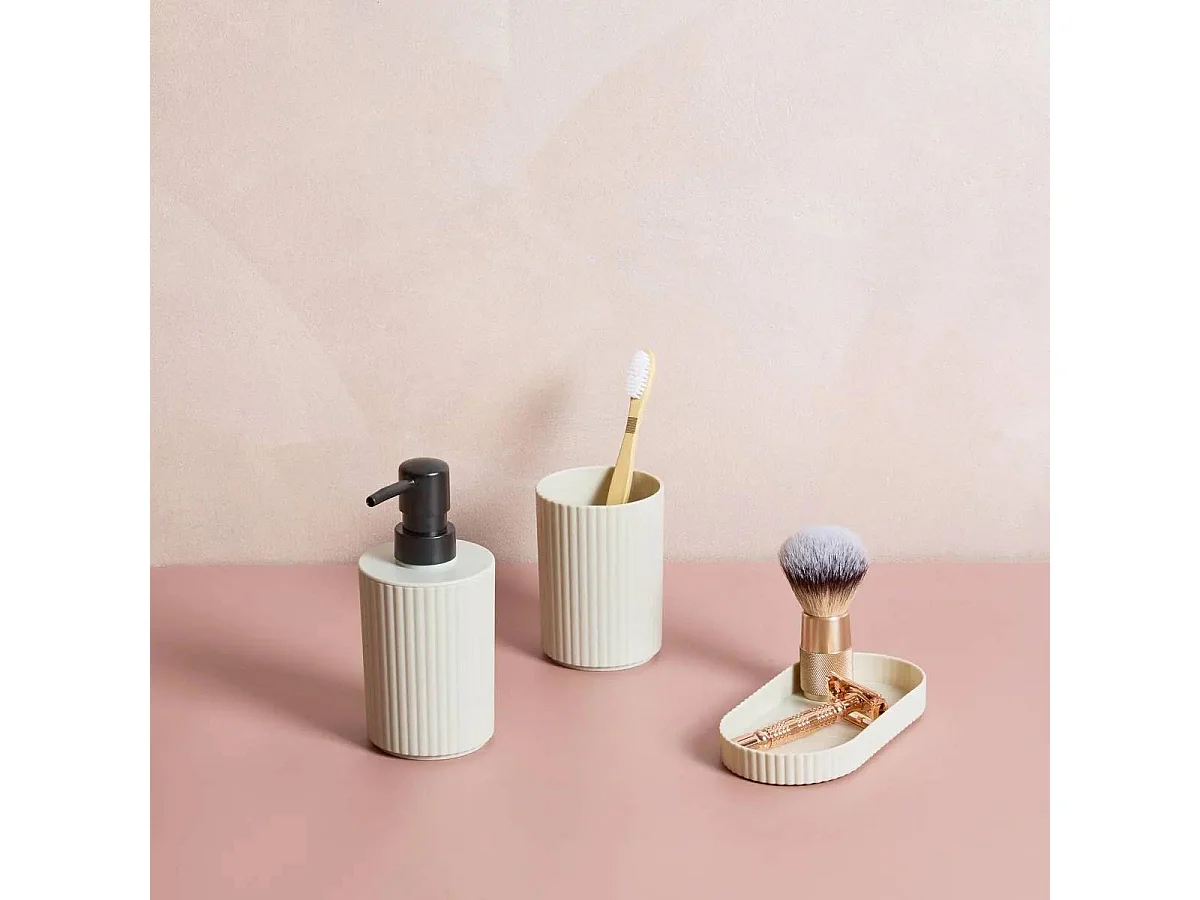 Lot de 3 Accessoires de Salle de Bain "Mily" 17cm Beige