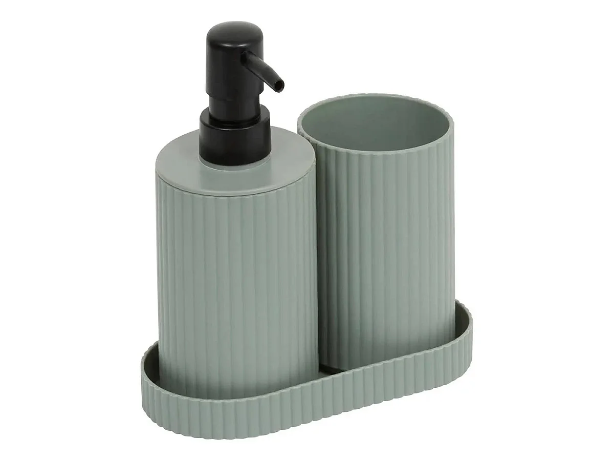 Lot de 3 Accessoires de Salle de Bain "Mily" 17cm Vert