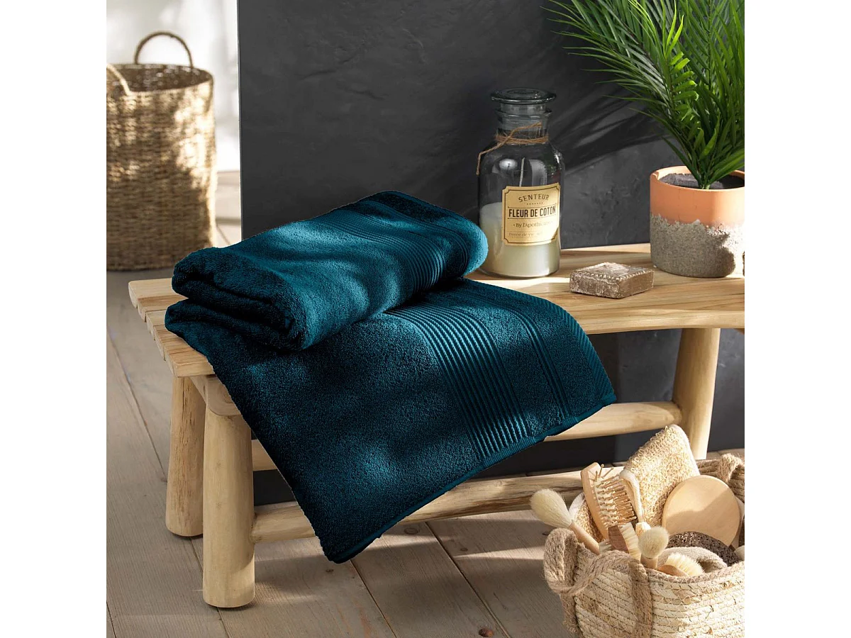 Drap de Bain "Tendresse" 90x150cm Bleu Indigo