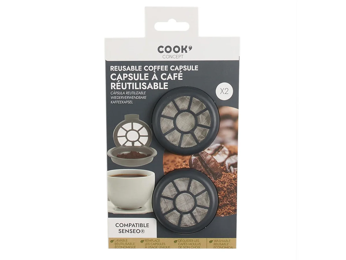 Lot de 2 Capsules à Café "Réutilisables" 6cm Gris