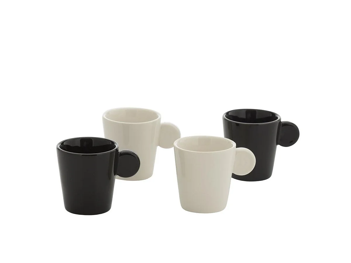 Lot de 4 Tasses à Café "Avery" 7,5cl Noir & Blanc