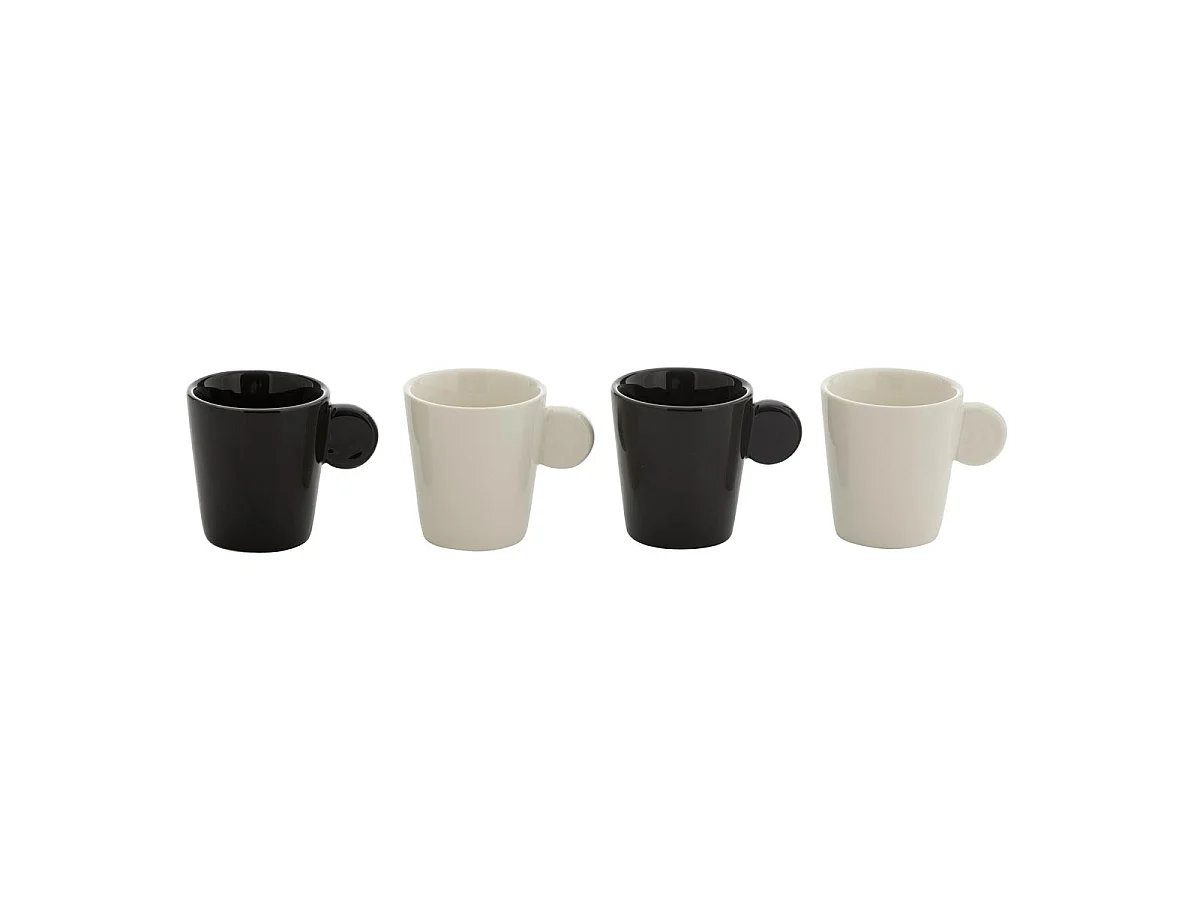 Lot de 4 Tasses à Café "Avery" 7,5cl Noir & Blanc