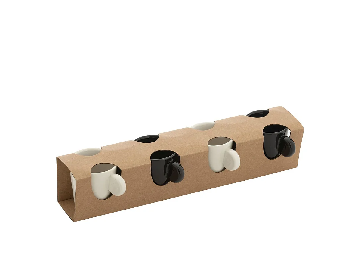 Lot de 4 Tasses à Café "Avery" 7,5cl Noir & Blanc