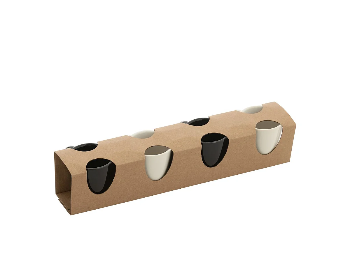Lot de 4 Tasses à Café "Avery" 7,5cl Noir & Blanc
