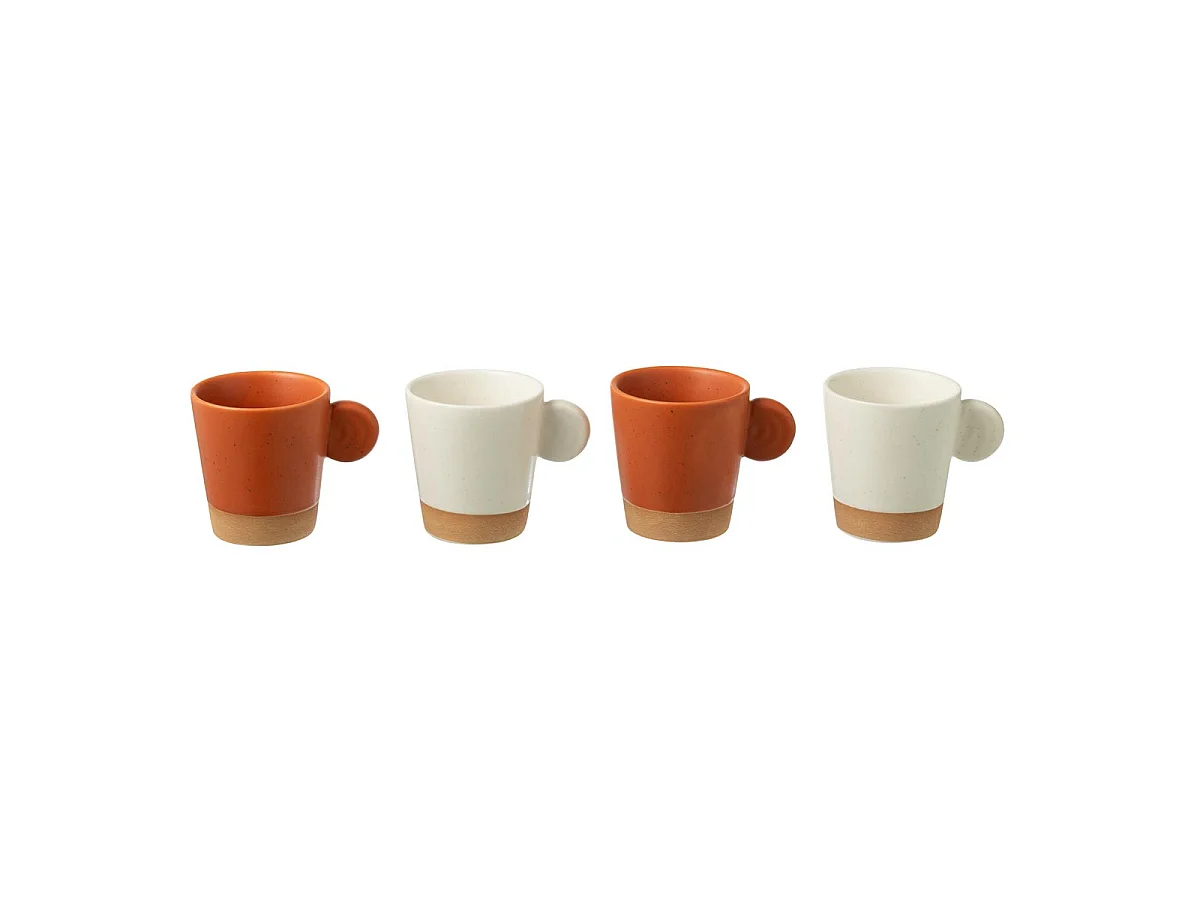 Lot de 4 Tasses à Café "Avery" 7,5cl Orange & Blanc