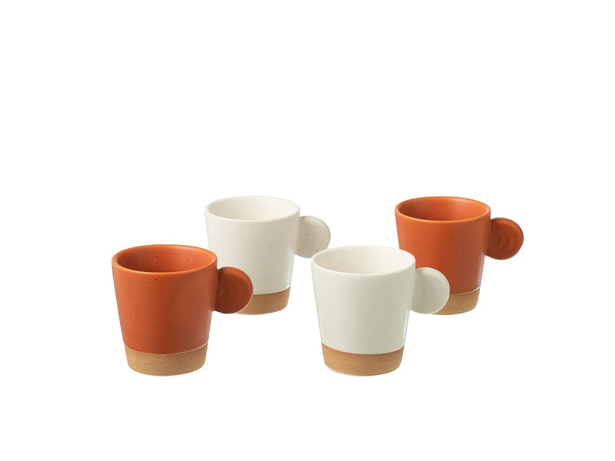 Lot de 4 Tasses à Café "Avery" 7,5cl Orange & Blanc