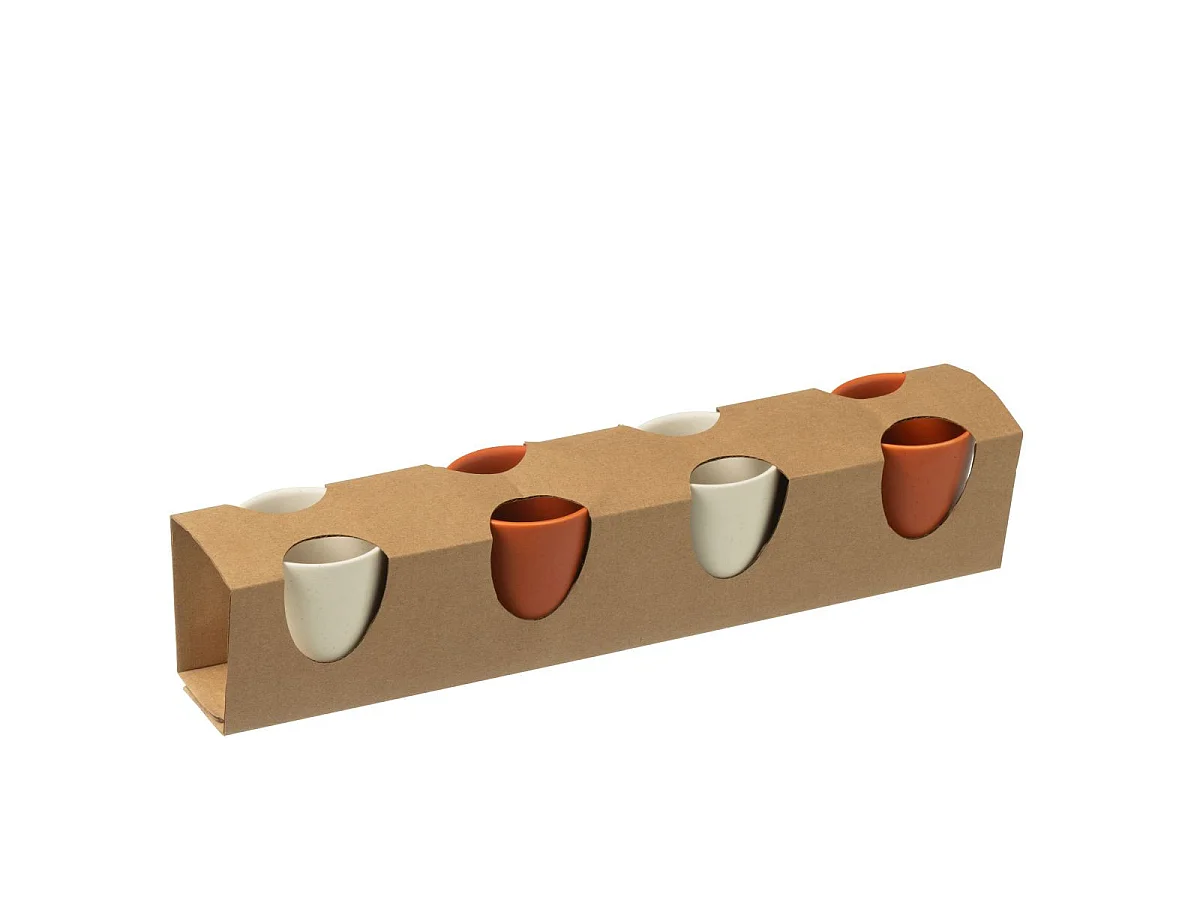 Lot de 4 Tasses à Café "Avery" 7,5cl Orange & Blanc