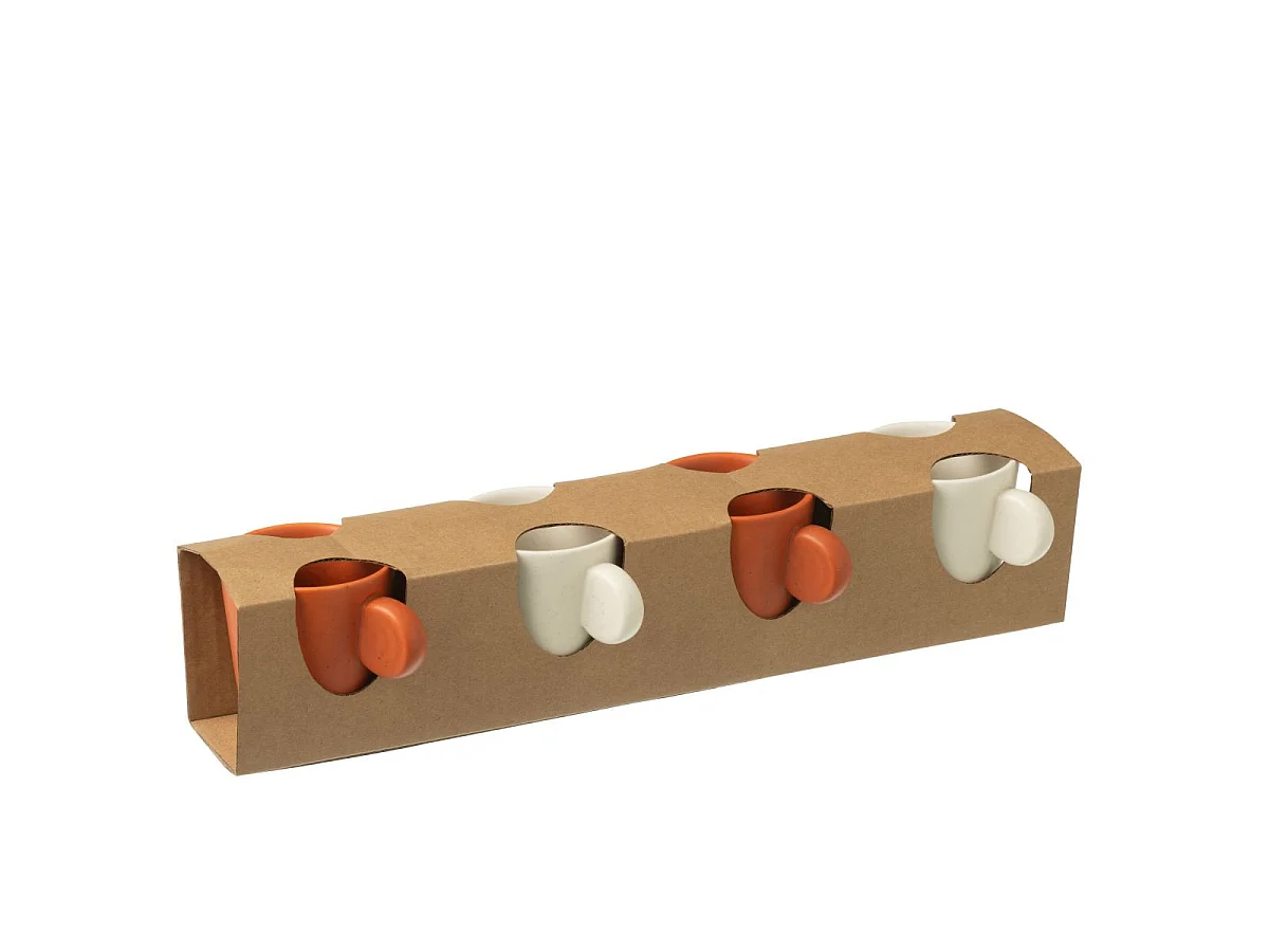 Lot de 4 Tasses à Café "Avery" 7,5cl Orange & Blanc