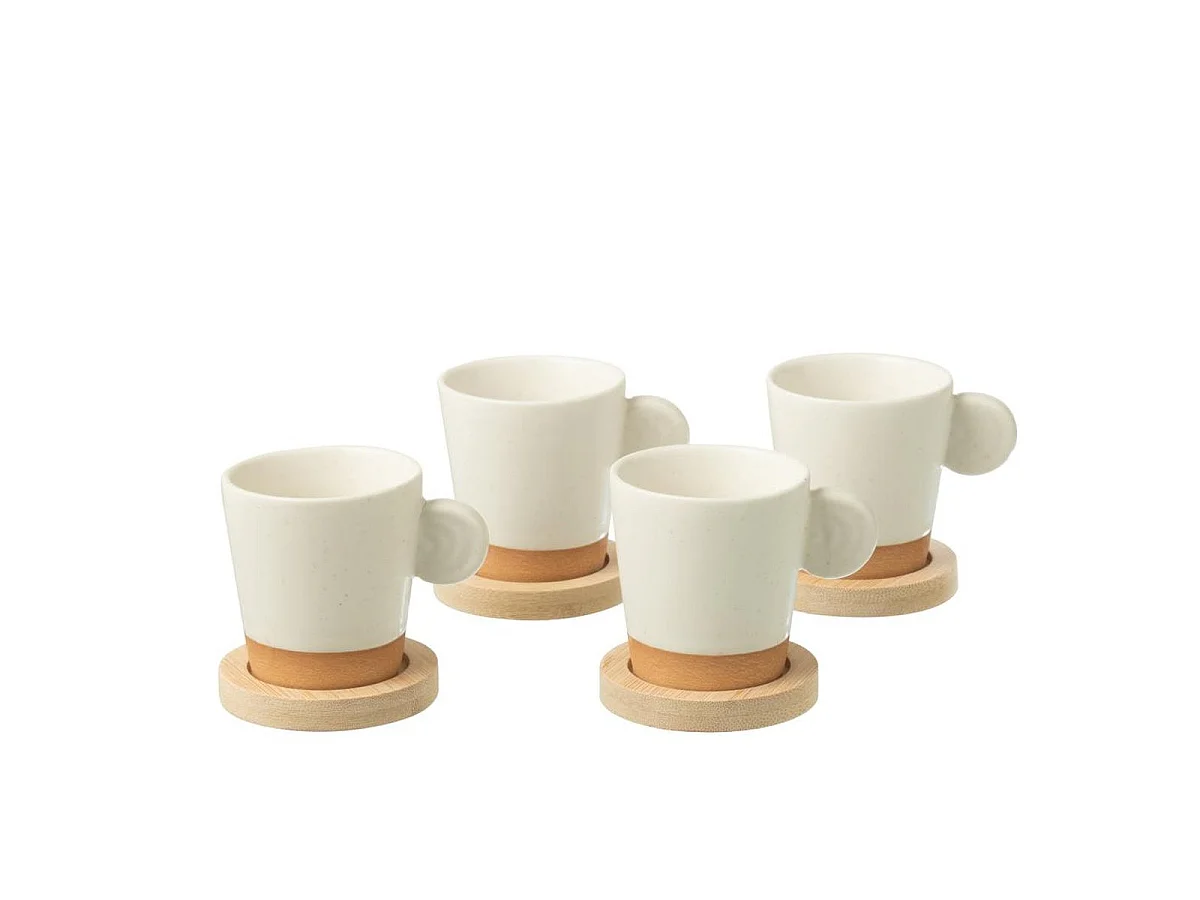Lot de 4 Tasses à Café "Avery" 7,5cl Blanc