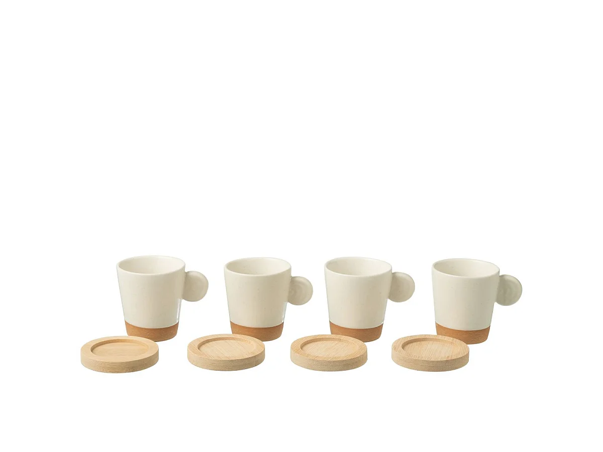 Lot de 4 Tasses à Café "Avery" 7,5cl Blanc