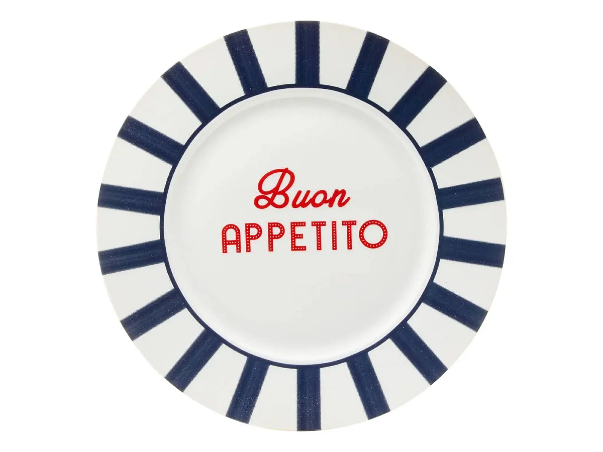 Lot de 6 Assiettes Plates "Della Pasta" 26cm Multicolore