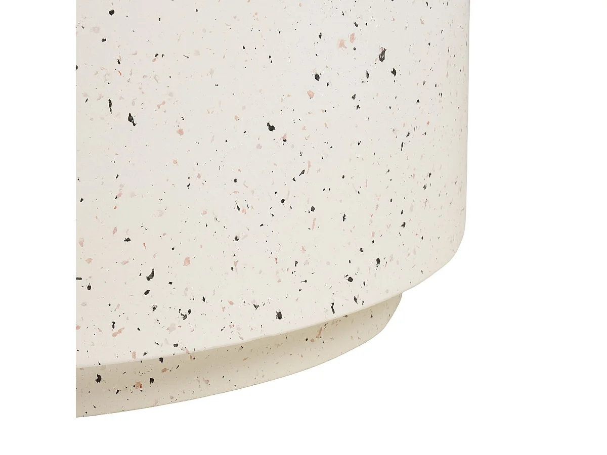 Table basse ronde en fibre d'argile blanche et aspect terrazzo - FIBRALYS