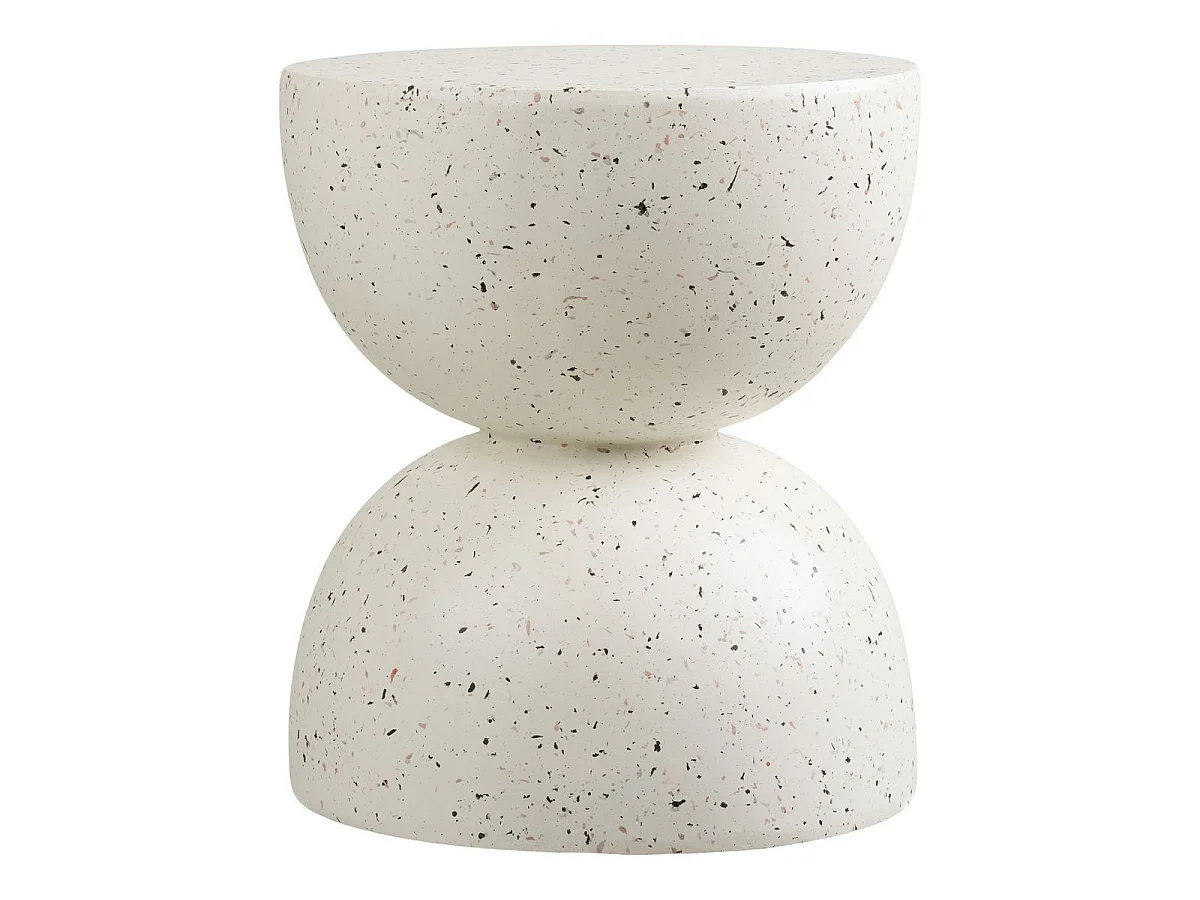 Table d'appoint en fibre d'argile blanche et aspect terrazzo - FIBRALYS