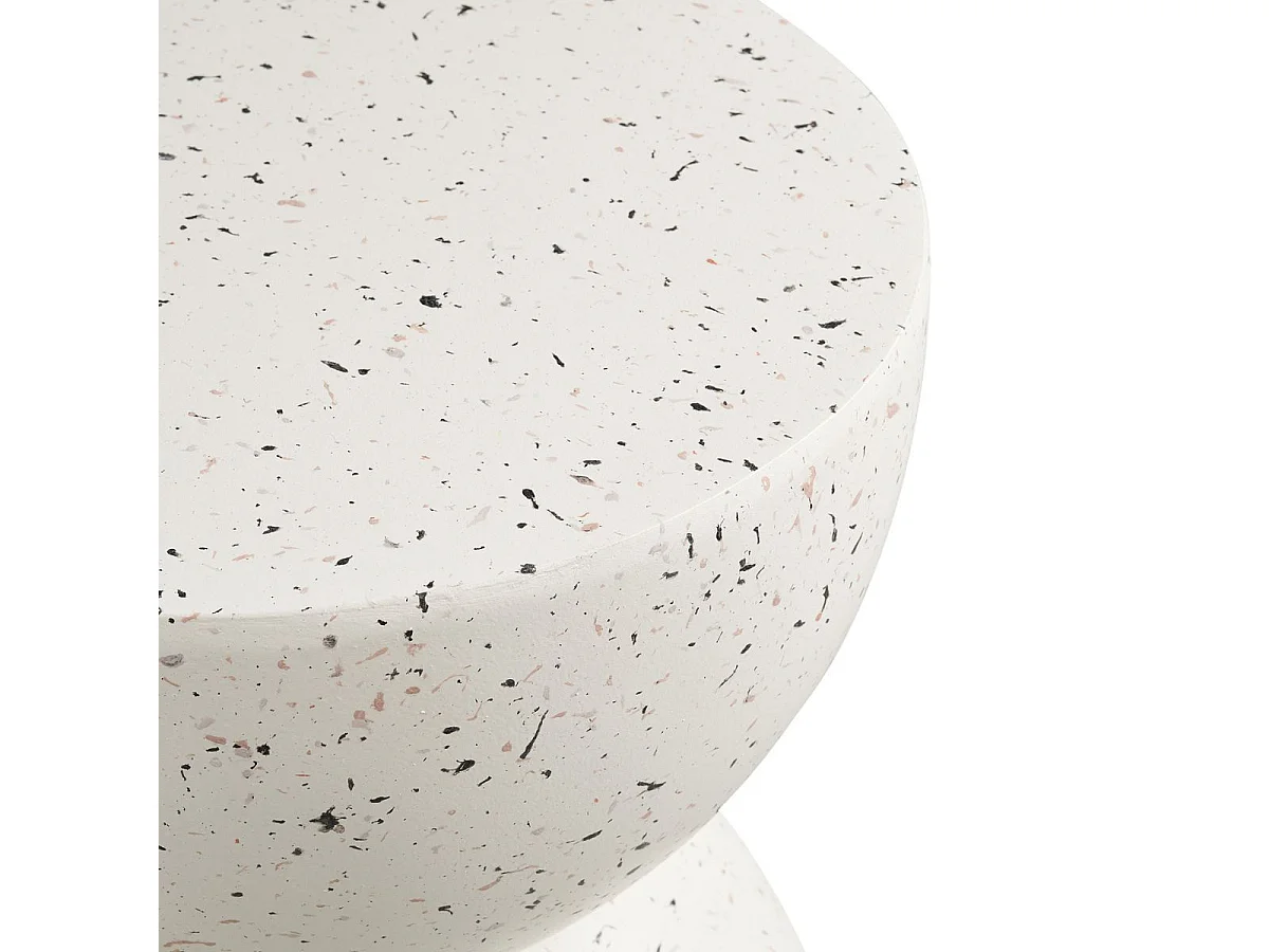 Table d'appoint en fibre d'argile blanche et aspect terrazzo - FIBRALYS
