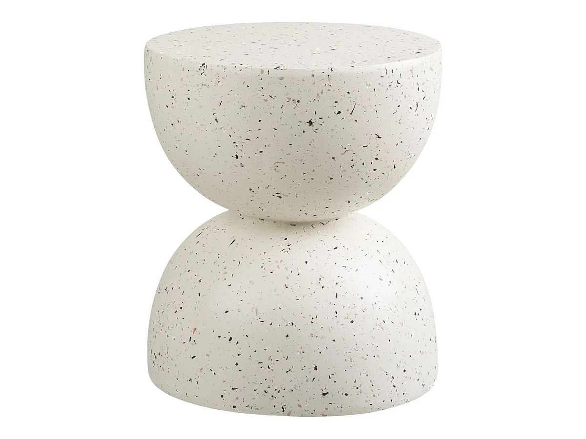 Table d'appoint en fibre d'argile blanche et aspect terrazzo - FIBRALYS
