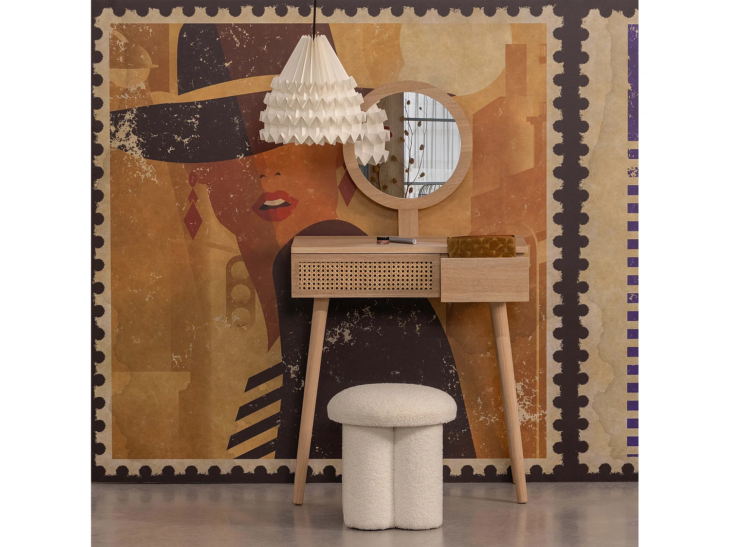 Coiffeuse avec miroir en pin et mdf SOOF
