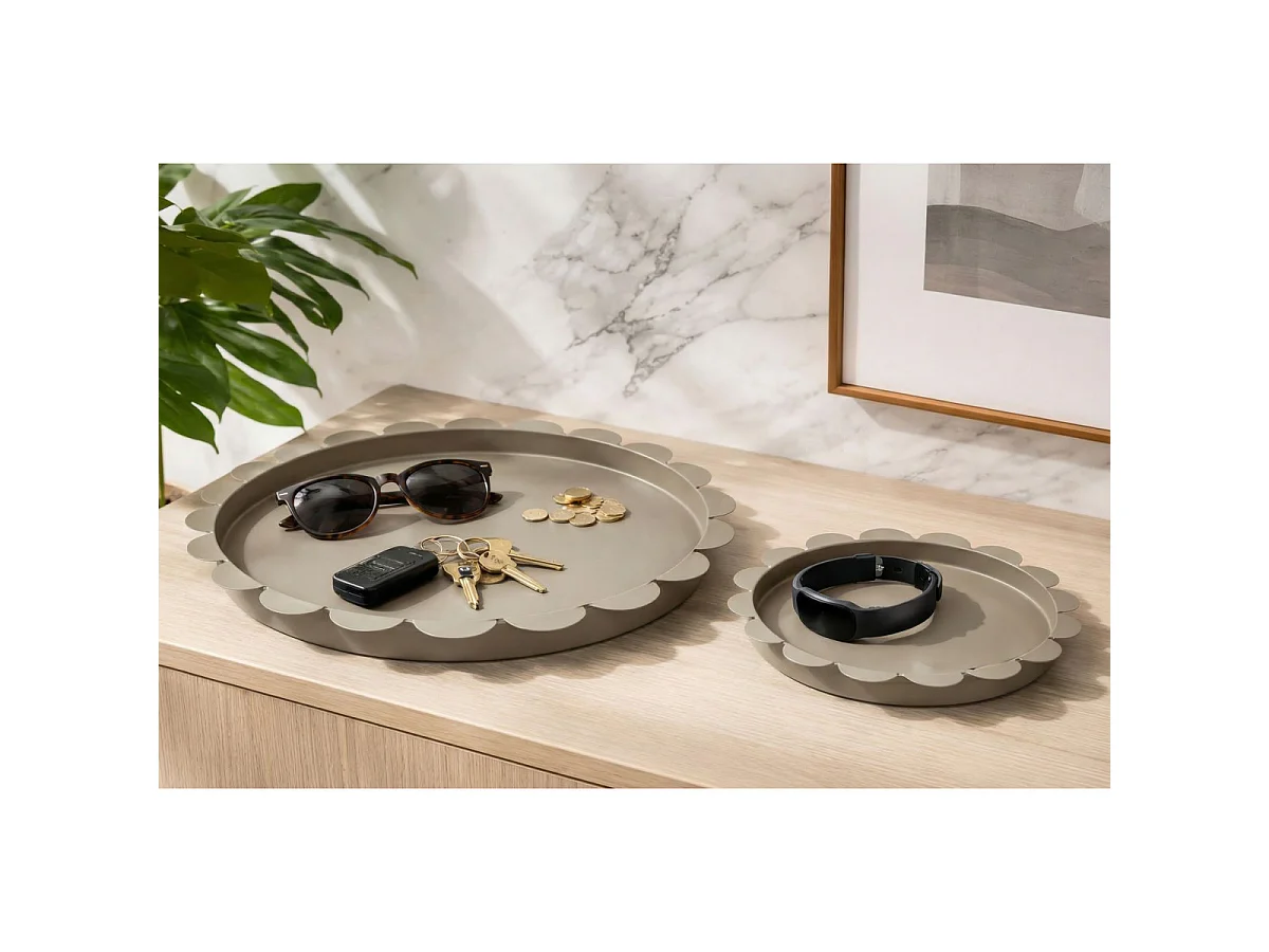Lot de 2 Plateaux Déco "Saturn" 33cm Taupe