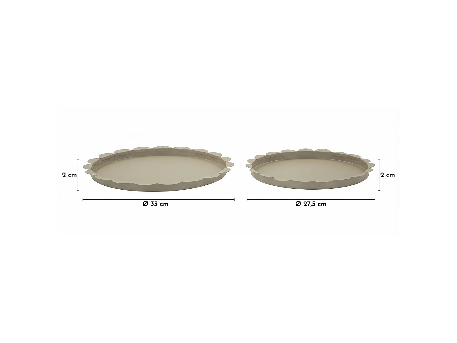 Lot de 2 Plateaux Déco "Saturn" 33cm Taupe
