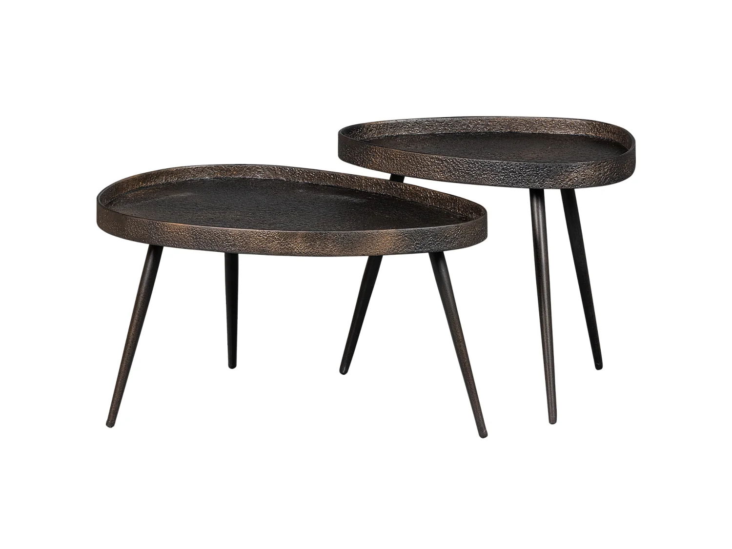 Lot de 2 table d'appoint revêtement en métal CRUDE