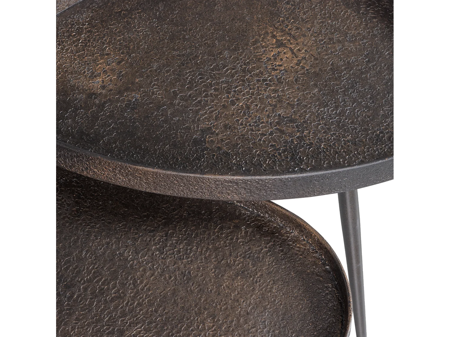 Lot de 2 table d'appoint revêtement en métal CRUDE