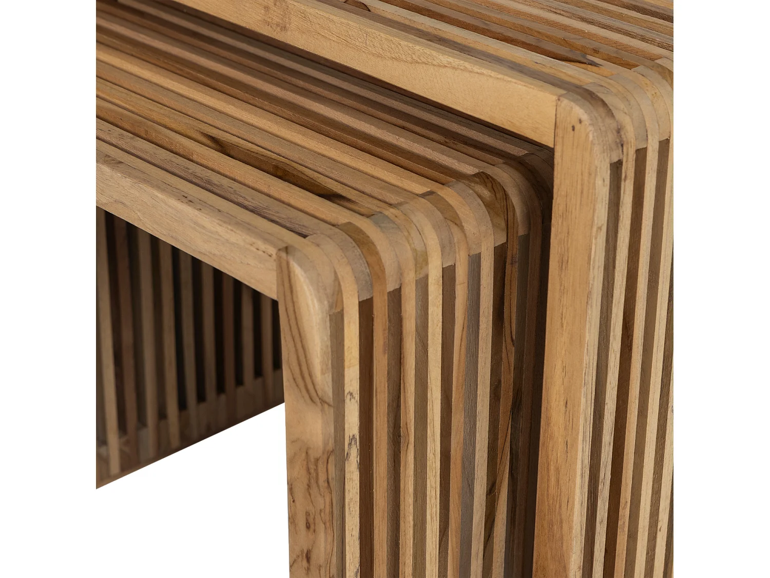 Lot de 2 table d'appoint en teck recyclé JASMIJN