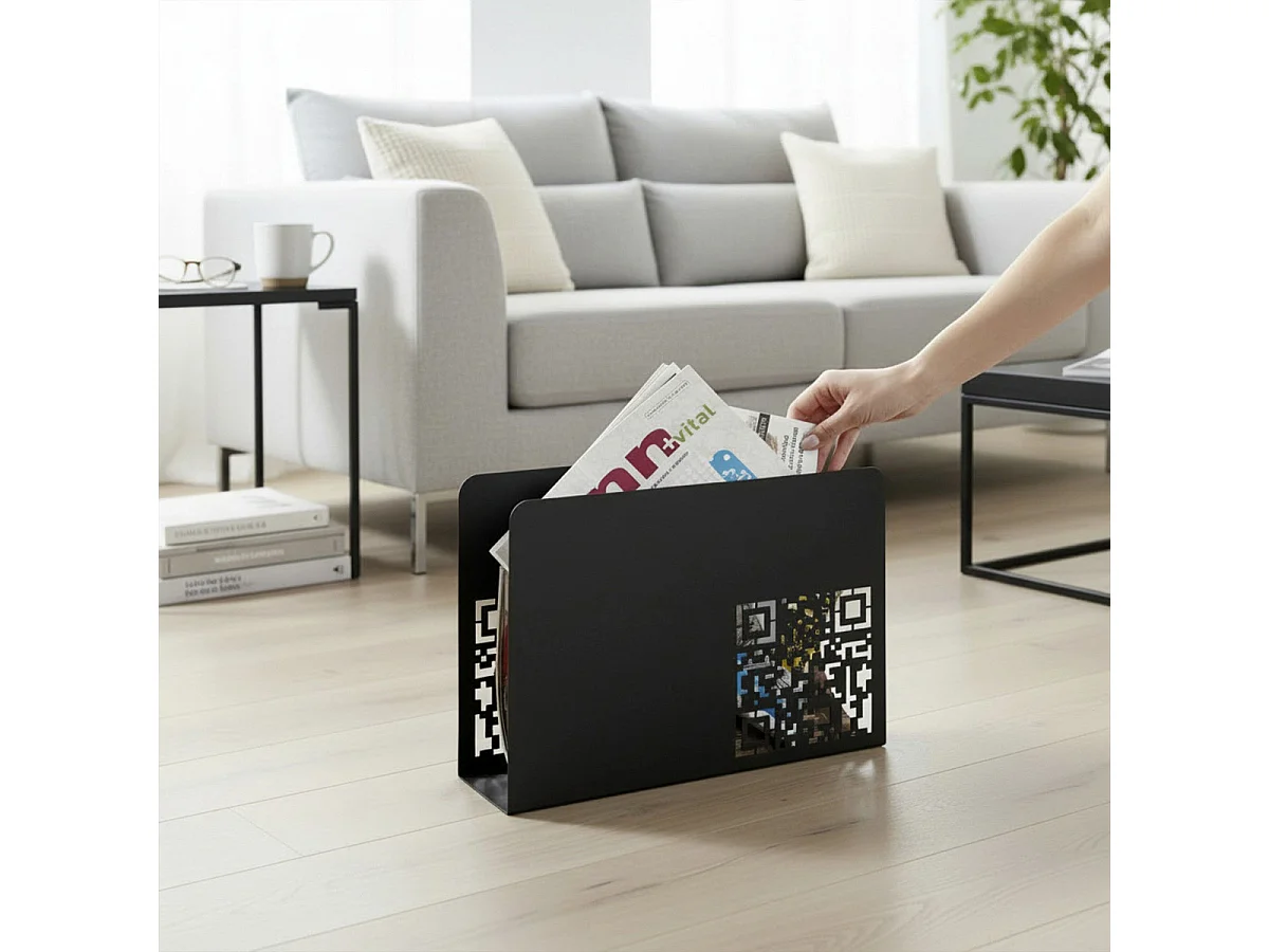Porte-Revues en Métal "QR Code" 35cm Noir