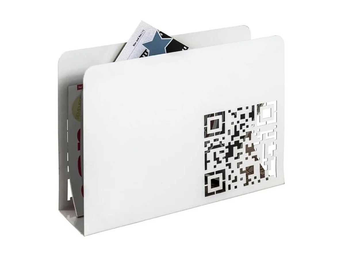 Porte-Revues en Métal "QR Code" 35cm Blanc