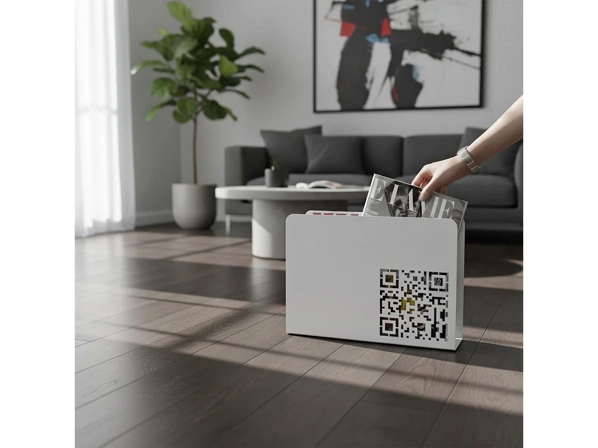 Porte-Revues en Métal "QR Code" 35cm Blanc