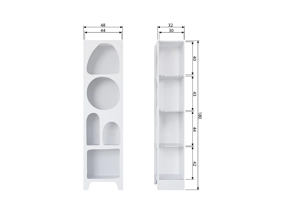Caz - Colonne de rangement en bois 5 niches H180cm - Blanc