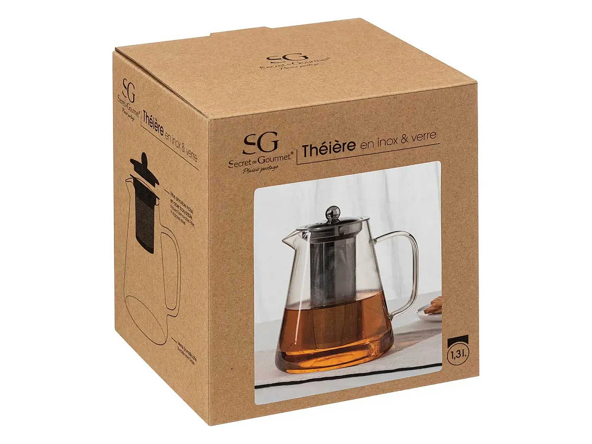 Théière en Verre "Bec Verseur" 1,3L Transparent