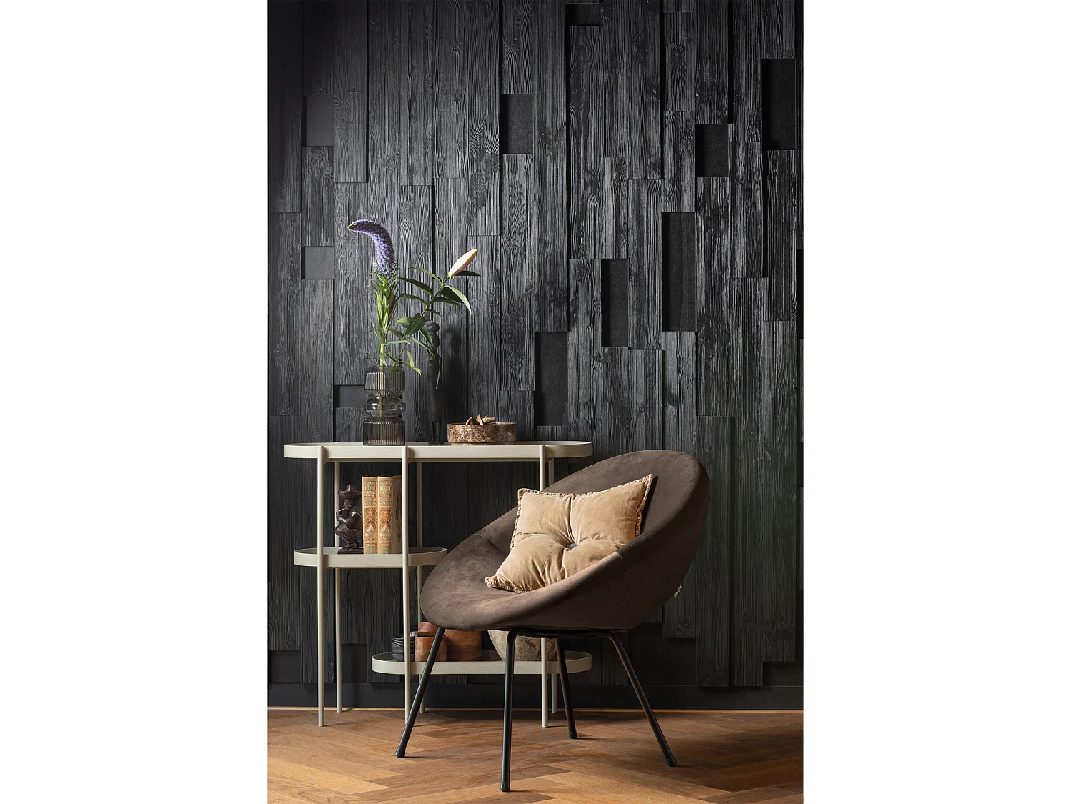 Table d'appoint en aluminium et bois NOAN