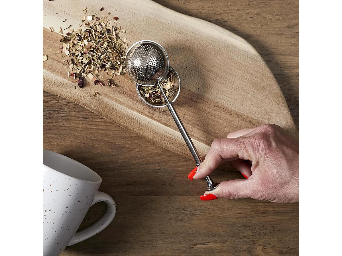 Boule à Thé à Piston "Inox" 18cm Argent