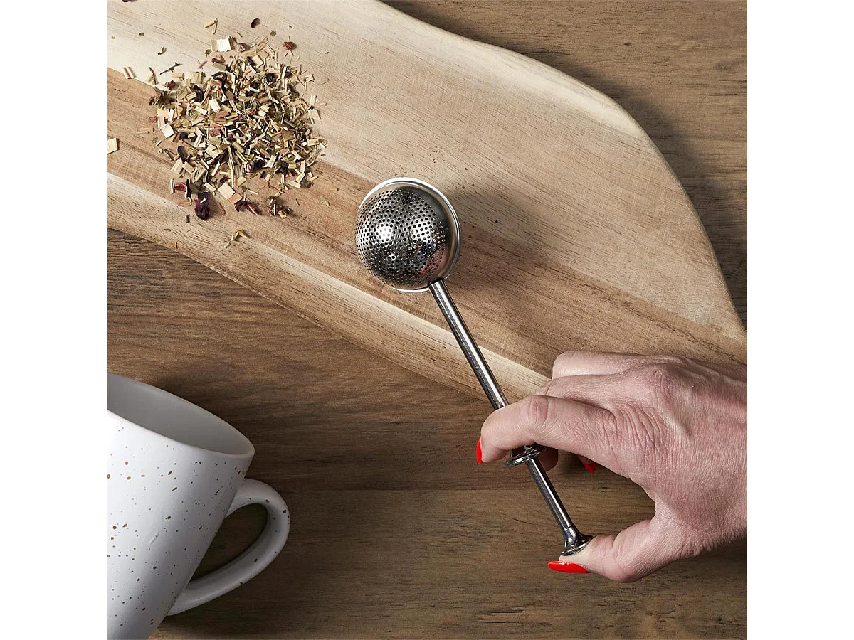 Boule à Thé à Piston "Inox" 18cm Argent