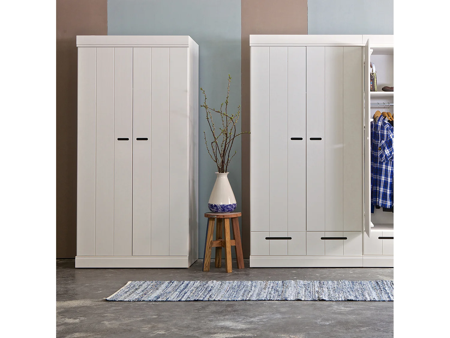 Armoire 3 portes et 3 tiroirs en pin CONNECT