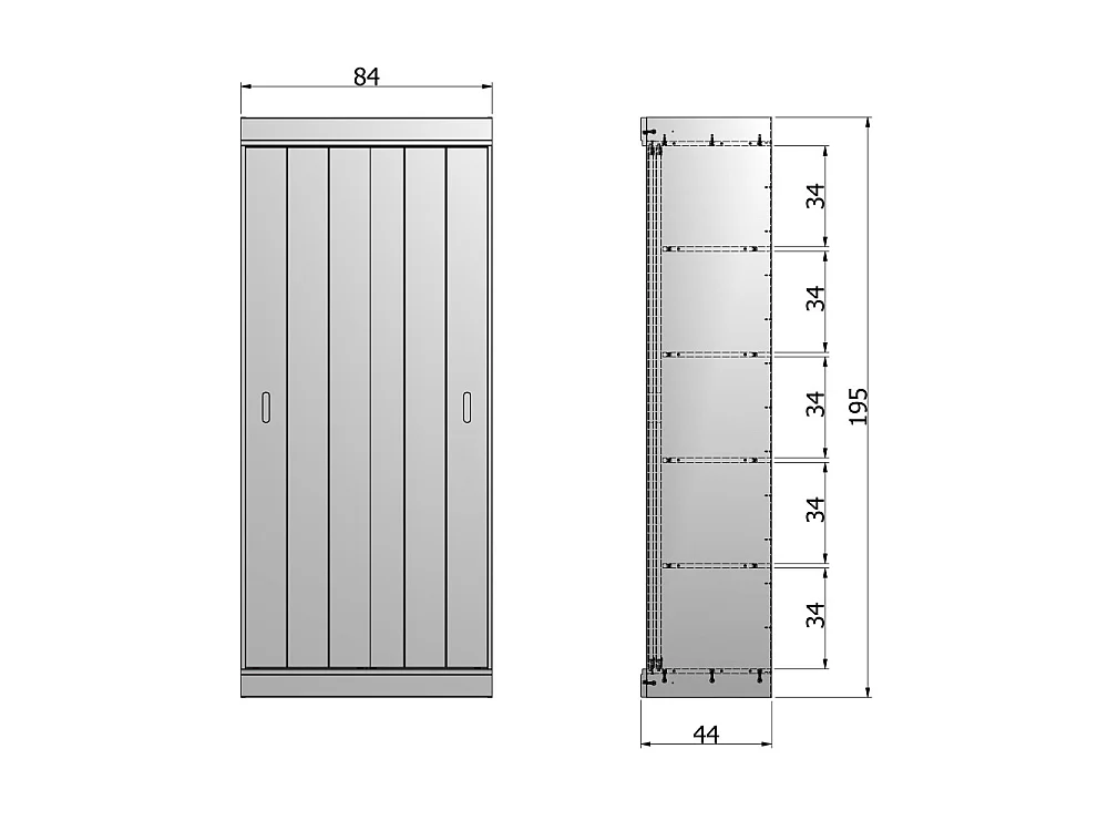 Armoire 2 portes coulissantes en pin ROW
