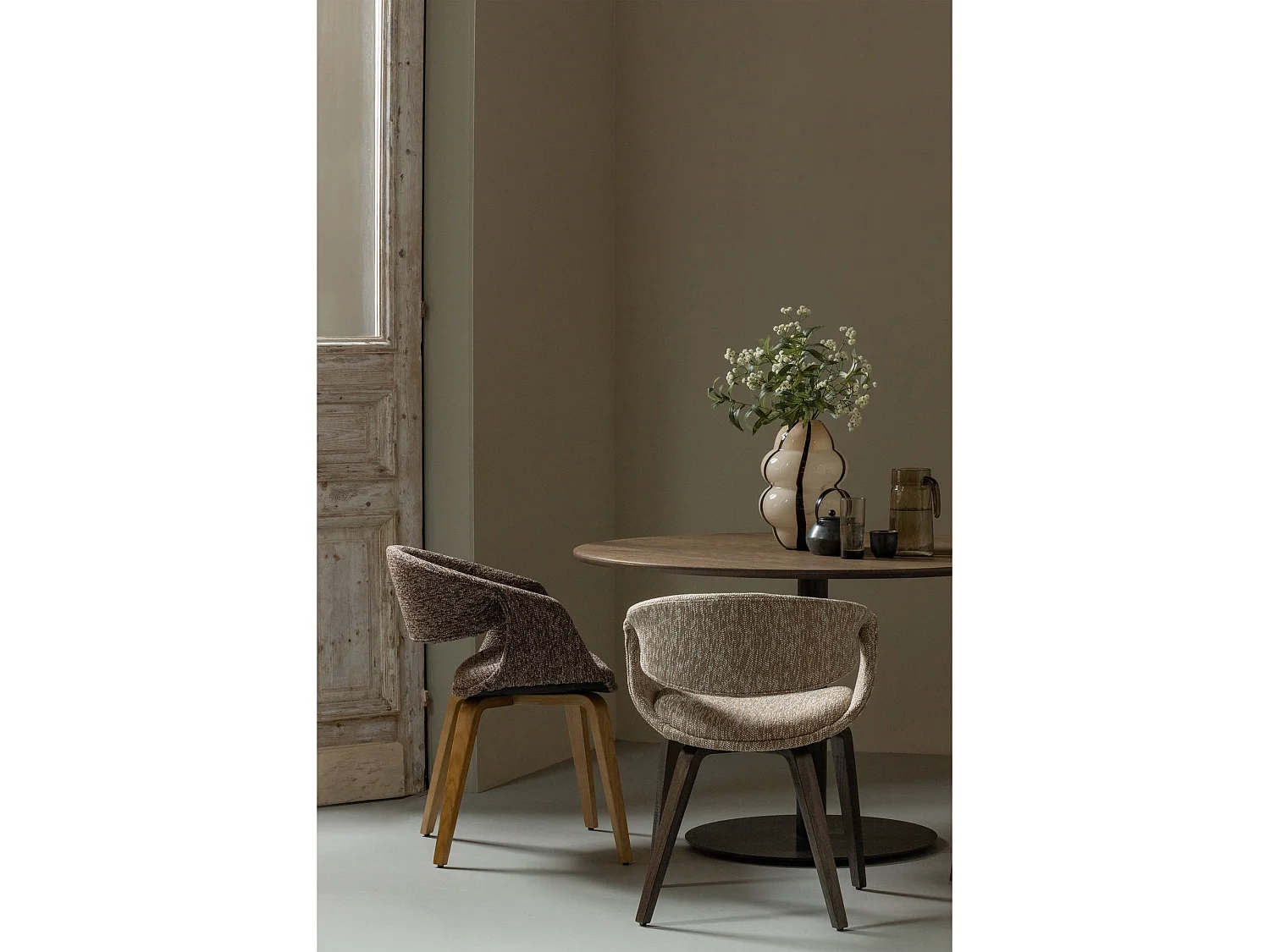 Lot de 2 chaises de table en bois et polyester YOSSI